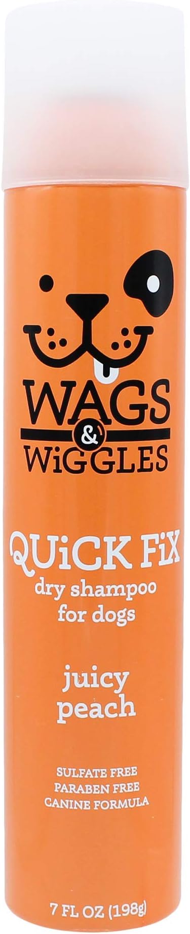 Wags & Wiggles Quick Fix Dog Dry Shampoo | Dog Grooming Waterless Shampoo | Juicy Peach, 7 oz