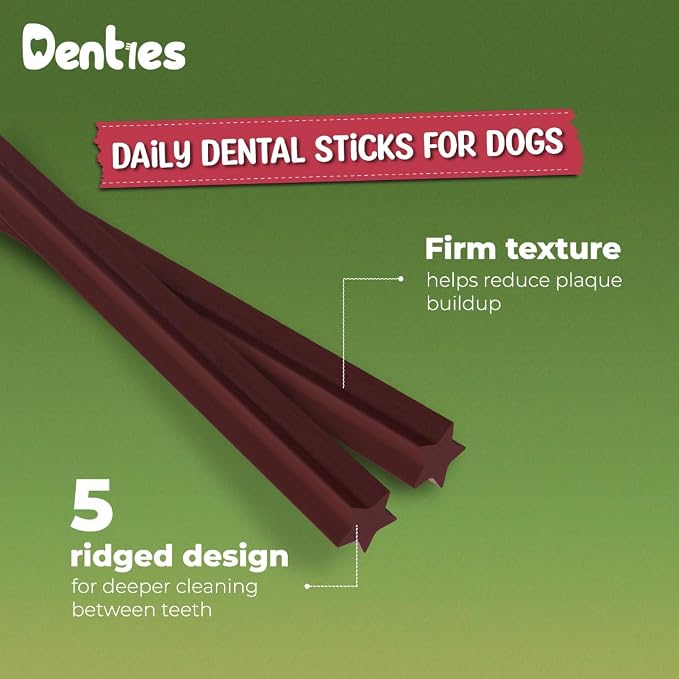 Dental Chews for Dog, Dental Sticks for Large Dogs (up to 75 lbs) – Vet-Recommended Teeth Cleaning Treats, Fresh Breath, Plaque & Tartar Control, Chicken & Beef – 16 oz, 22 Treats