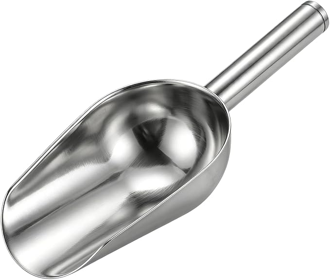 Stainless Steel Mini Ice Scoop, 6 oz, for Ice Buckets, Coffee Beans, Grains and Dry Goods, Compact Metal Scooper for Kitchen, Bar and Food Service
