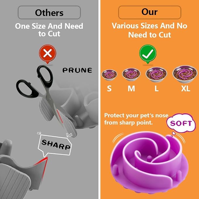Slow Feeder Dog Bowls Insert, Animire Soft Silicone Slow Eating Dog Food Bowl for Small, Medium and Large Dogs, Compatible with Regular and Elevated Bowls
