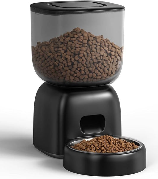 Automatic Cat Feeder, 3L Cat Food Dispenser Battery-Operated with 180-Day Battery Life, Timed Pet Feeder for Cats and Dogs, Desiccant Bag, Programmable Portion Control, 10s Voice Recorder