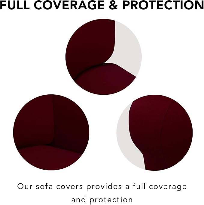 PureFit Super Stretch Sofa Slipcover – Spandex Non Slip Soft Couch Sofa Cover, Washable Furniture Protector with Non Skid Foam and Elastic Bottom for Kids, Pets （Oversized Sofa, Wine）