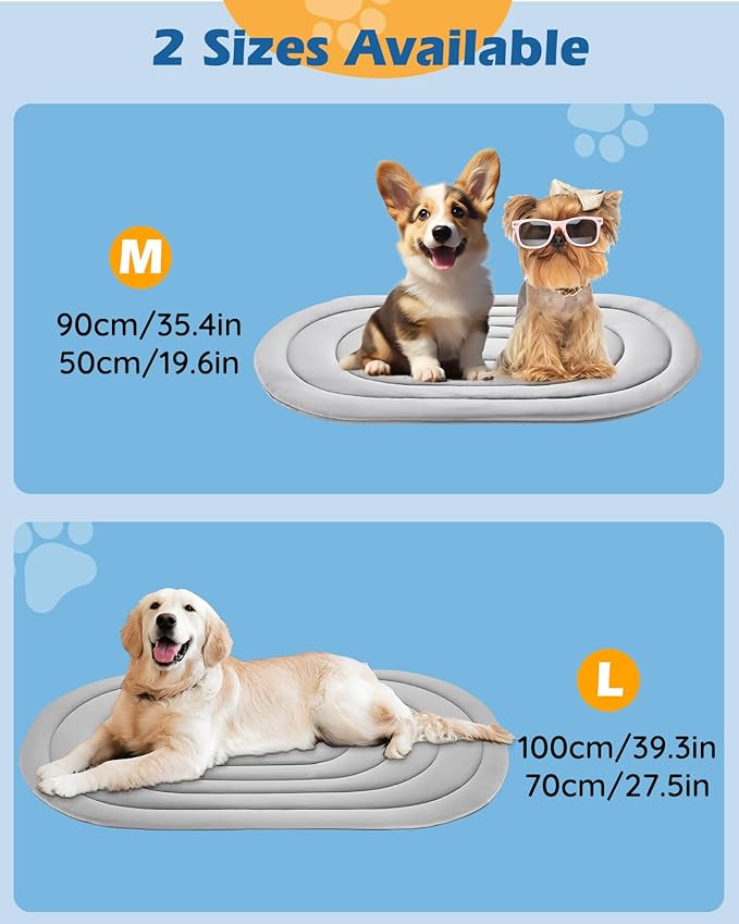 Papettly Pet Dog Cooling Mat 39“x27.5” Reversible Cooling Pad for Dogs and Cats, Comfort Ice Silk Cotton Summer Dog Bed Outdoor Indoor Washable, Ideal for Kennel Sofa Floor Car Seats