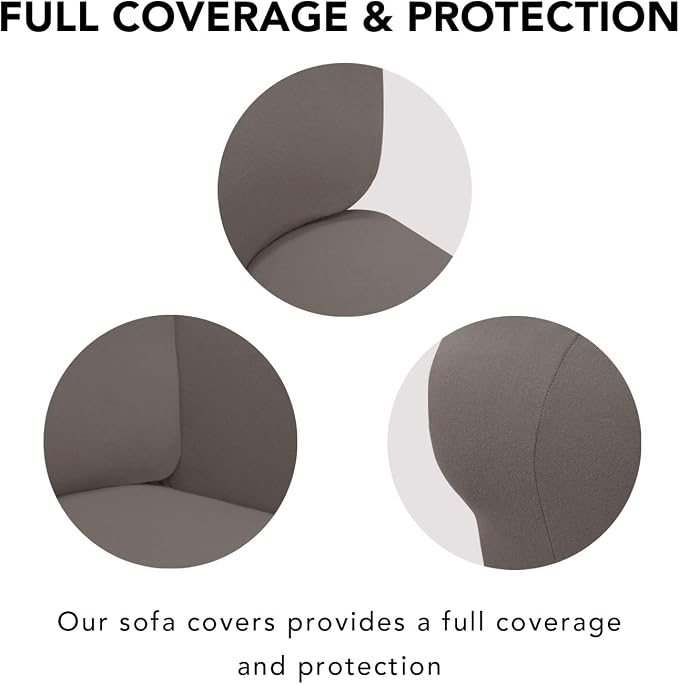 PureFit Super Stretch Sofa Slipcover – Spandex Non Slip Soft Couch Sofa Cover, Washable Furniture Protector with Non Skid Foam and Elastic Bottom for Kids, Pets （Loveseat, Taupe）
