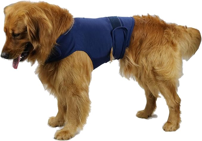 Comfort Dog Anxiety Relief Coat, Dog Anxiety Calming Vest Wrap for Thunderstorm,Travel,4th of July Fireworks,Vet Visits,Separation Anxiety Relief for Dogs (L., Navy)