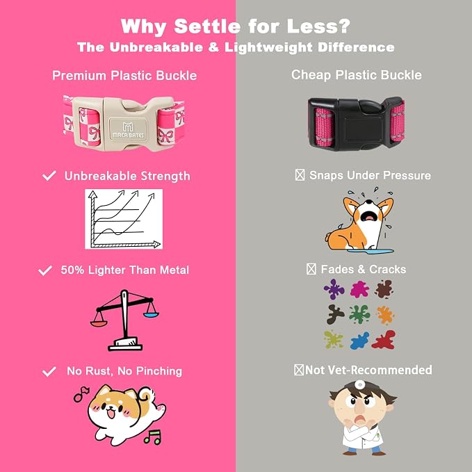 Maca Bates Pink Basic Dog Collar with Sailor Bow Charm for Extra Small Girl Dogs, Girly Cute Checkered Bowtie Pattern,Feminine Style,Adjustable Durable Soft Collars Birthday Gift for Female Puppy