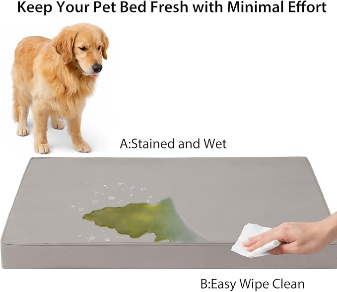 WNPETHOME Outdoor Dog Bed Waterproof, Large Outdoor Dog Bed for Large Sized Dog, Outdoor Indoor Dog Bed with Removable Washable Cover, Egg Crate Foam Dog Crate Mat, Durable Waterproof Dog Bed, Grey