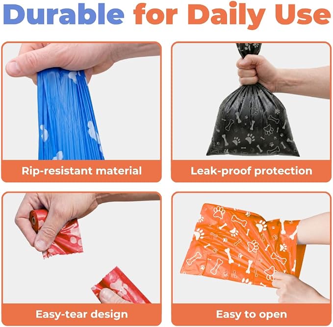 Best Pet Supplies Dog Poop Bags for Waste Refuse Cleanup, Doggy Roll Replacements for Outdoor Puppy Walking and Travel, Leak Proof and Tear Resistant, Thick Plastic - Assorted, 240 Bags