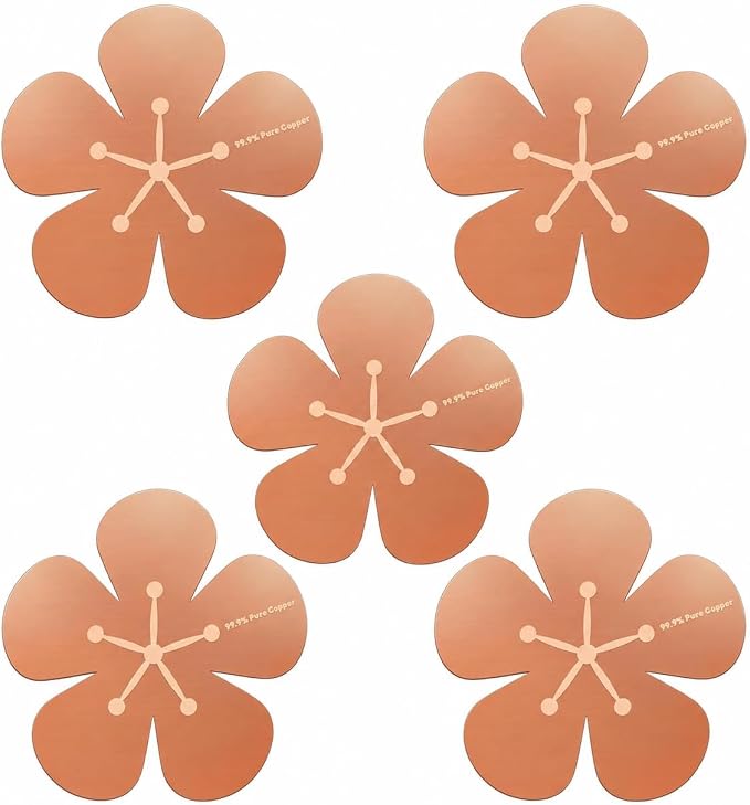 3Pcs Bird Bath Copper Purification Disk 99.99% Pure Copper Water Cleaning Discs 0.6mm Physical Clean Water for All-Season Universal Natural Fit for Outdoor Birdbaths, Bowls, Garden Fountain(Flower)