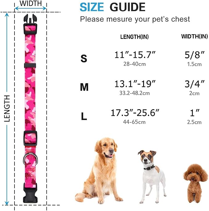 Dog Collar Special Design Personalized Soft Collars Pink Camo Large