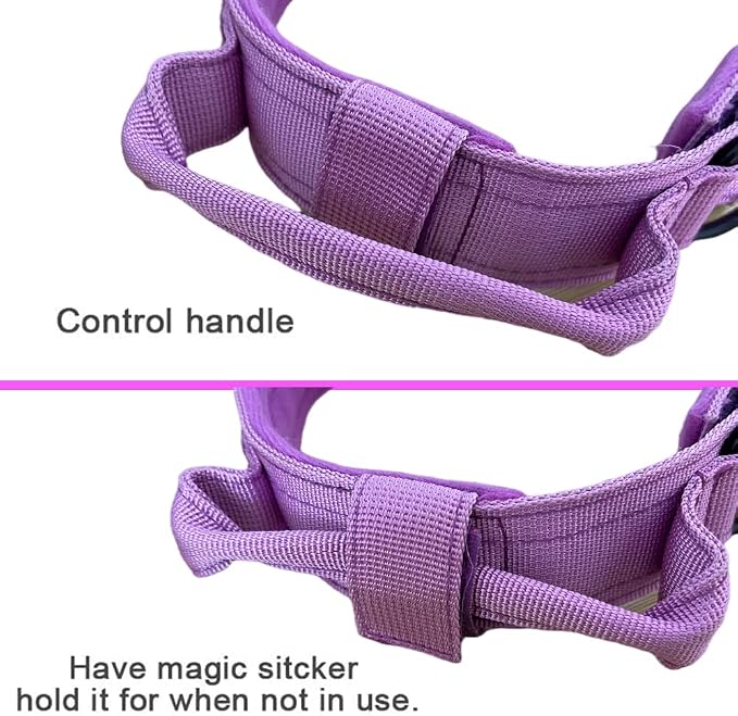 Tactical Dog Collar Adjustable Military Nylon Dog Collar with Control Handle and Heavy Duty Metal Buckle for Medium and Large Dogs (Purple,M)