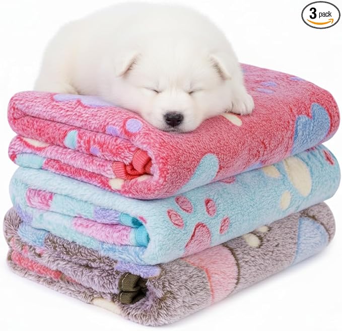 LeapSheep Pet Blankets for Dogs Cats - 3Pack Heart Pattern Super Soft Fluffy Dog Blankets for Small Medium Large Doggy Kitten(Heart, Medium)