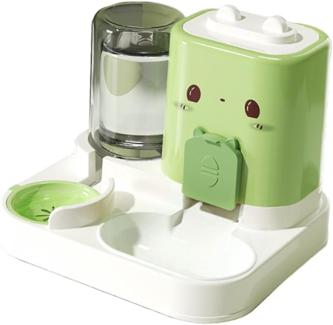 Baoblaze 2 in 1 Automatic Pet Feeder Removable Drinking Household Supplies Water Dispenser Pet Feeding Bowl for Small Dogs Kitten Puppy Bunny Animals, Green