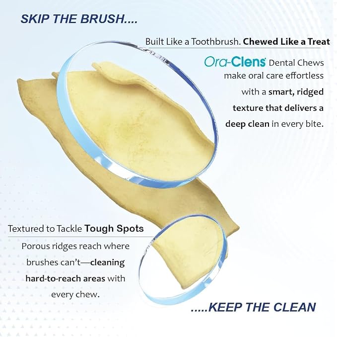 Oral Hygiene Chews for Medium Dogs – Enzymatic Dental Treats for Daily Oral Care, Helps Clean Teeth & Freshen Breath, Supports Plaque & Tartar Control – 30 Chews (3 Pack)