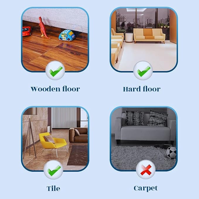 126'' Total Length Under Sofa Blocker – 8 Pack, 4.7'' H x 15.8'' Each, Adjustable Clear Couch Gap Bumper, Strong Adhesive Toy Barrier to Stop Items from Going Under Sofa/Bed