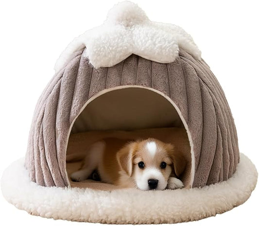 Dog Houses Soft Indoor Enclosed Tent Huts Warm Cave Dog Kennel House Type Winter Warm Small Dog Teddy Four Seasons Universal Removable and Washable Dog House Cat Nest Bed Pet Supplies