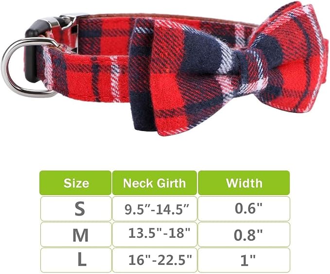 Faleela Soft &Comfy Bowtie Dog Collar,Detachable and Adjustable Bow Tie Collar,for Small Medium Large Pet (L, Red)