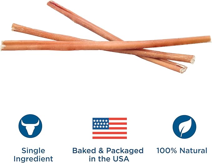 Best Bully Sticks 12 Inch Bully Sticks - 8 oz (Pack of 1) - Natural Grass-Fed, Grain and Rawhide Free, Perfect for Medium or Large Canines