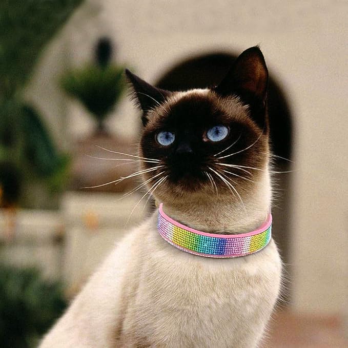 Haoyueer Rhinestone Dog Collar, Cute Dazzling Sparkling Soft Suede Leather Dog Cat Rhinestone Collar Crystal Diamond Pet Dog Puppy Collar (XS, Pink-3)