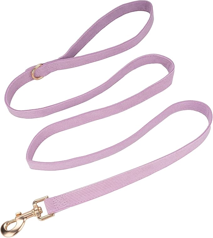 Soft Cotton Dog Leash, 5 Ft Heavy Duty Corduroy Dog Leashes with Gold Metal Hook for Small Medium Large Dogs,Small,Light Purple