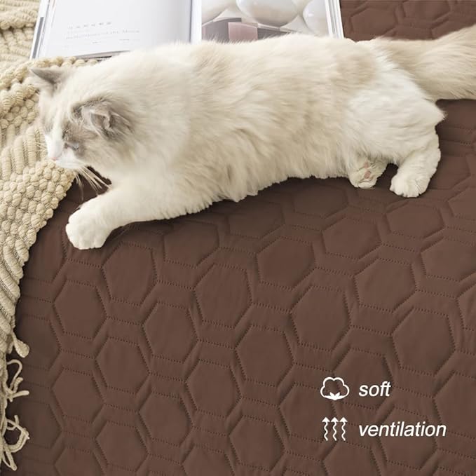 Tcksstex Waterproof and Anti-Slip Dog Bed Cover and Pet Blanket Sofa Pet Bed Mat car Incontinence Mattress Protectors Furniture Couch Cover for Most Cats Dogs, Pets （82x82-Chocolate）