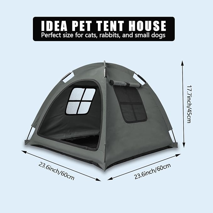 Anti-Anxiety Open Pet Tent for Cats & Dogs, Calming Hideaway | Soothing den, ventilated mesh, ripstop oxford, tip-proof. No-tools, washable cover. Indoor & outdoor. Up to 35lb. 5 colors