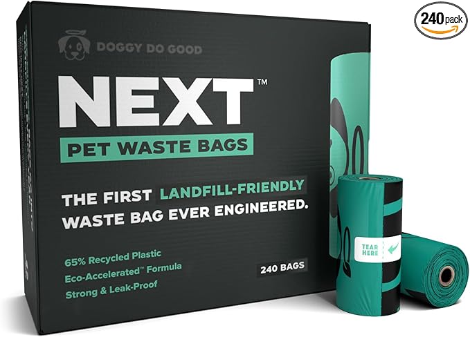 Doggy Do Good - 120 Count, Next Pet Waste Bags for Dogs - Heavy-Duty Dog Waste Bags Made with 65% Recycled Plastic - Landfill-Friendly, Unscented, Eco-Accelerated Formula - Leak-Proof - Extra Thick