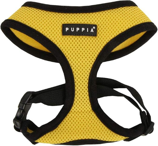 Puppia Soft Dog Harness No Choke Over-The-Head Triple Layered Breathable Mesh Adjustable Chest Belt and Quick-Release Buckle, Yellow, XX-Large