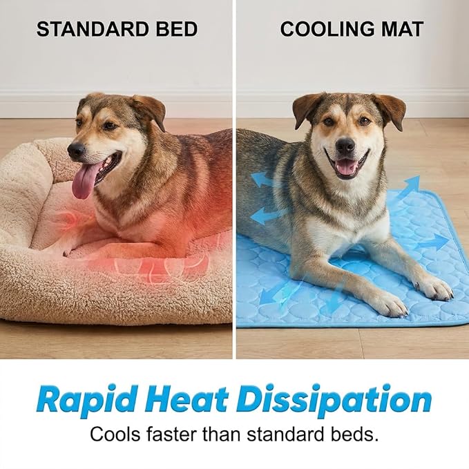 Dog Cooling Mat, 2026 New Cool Pet Pad, Self-Cooling, Pressure Activated Mat for Dogs & Cats, Stay Cool & Dry, Washable, Non-Slip Pet Bed Mat for Floors, Sofas, Kennels (Gray, XL(39.4 x 27.6 in))