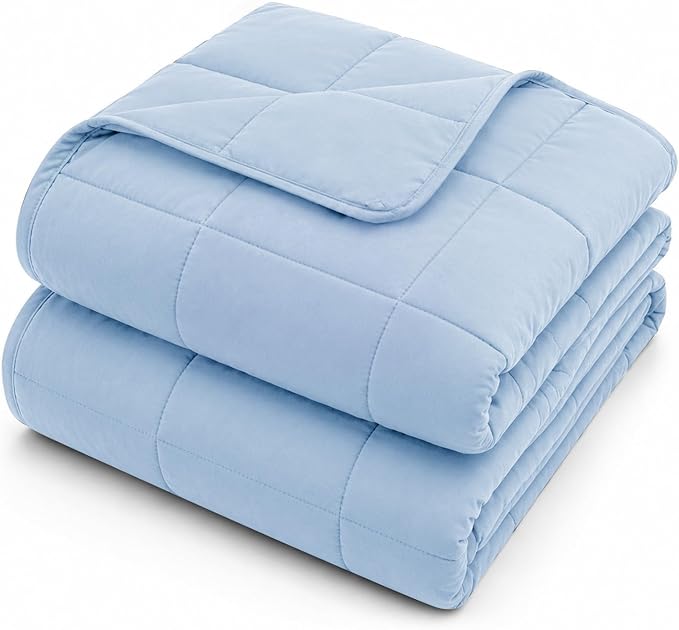 L'AGRATY Weighted Blanket - 48"x72" 15lbs Cooling Breathable Heavy Blanket with Glass Beads for Adult All-Season