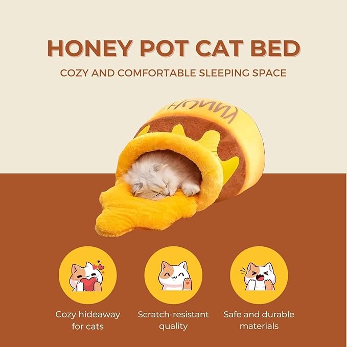 PECHVINO Honey Pot Cat Bed - Comfortable Memory Foam Pet Furniture with Removable Cushion - Stylish and Washable Cat Bed for Small Cats and Breeds