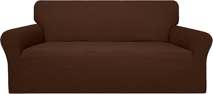 Easy-Going 100% Waterproof Couch Cover, Dual Waterproof Sofa Cover, Stretch Jacquard Sofa Slipcover, Leakproof Furniture Protector for Kids, Pets, Dog and Cat (Oversized Sofa, Coffee)