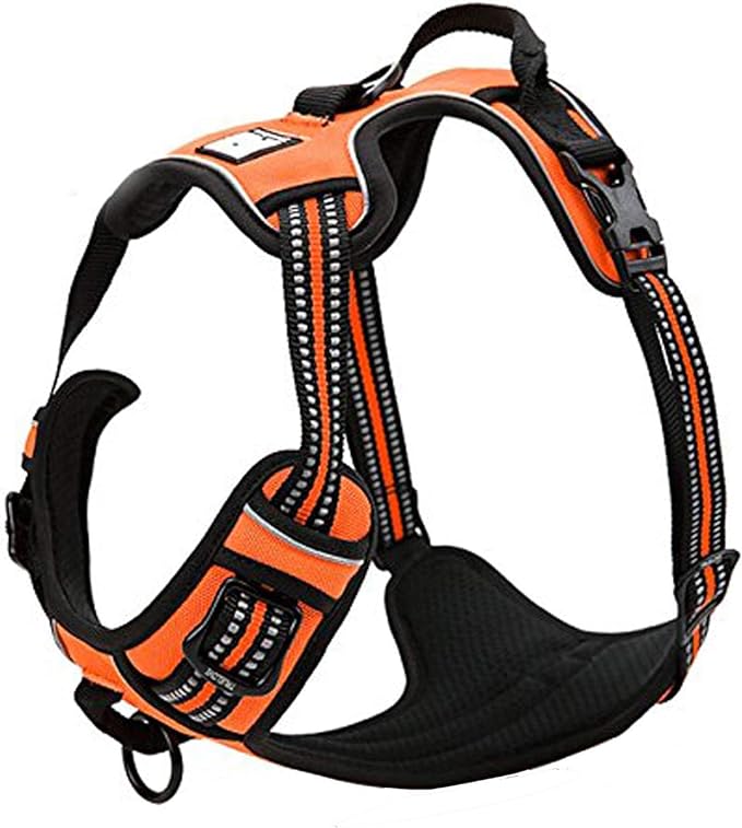 TRUE LOVE Adjustable No-Pull Dog Harness Reflective Pup Vest Harnesses Comfortable Control Brilliant Colors TLH5651(Orange,M)