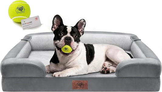 Orthopedic Dog Bed for Medium Large Size Dogs,Washable Removable Bolster with Memory Foam Pet Couch Sofa Cover,30 x 20