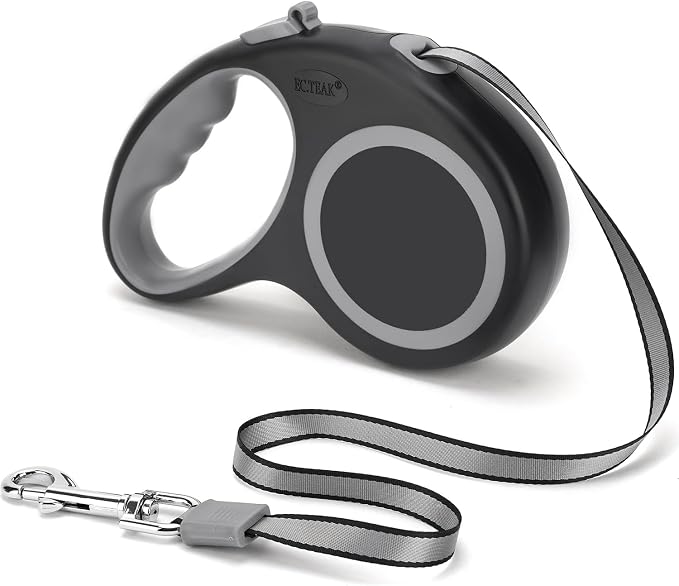Retractable Dog Leash, Heavy Duty Dog Leash for Dogs up to 110lbs, Strong Nylon Tape No Tangle, One-Handed Brake, Pause, Lock, Perfect for Medium Large Dogs; Black (Black, 16 FT (0-66 lbs))