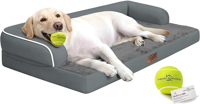 Comfort Expression Extra Large Dog Bed - Waterproof Orthopedic Washable Jumbo Bed for Big Dogs, Removable Non-Slip Pet Couch Bolster Cover, 45x35