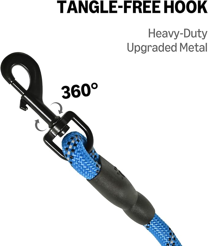 Amazon Basics Round Dog Leash, Heavy Duty, Durable Rope for Small, Medium, and Large Dogs, Lightweight Design for Walking, Training, and Outdoor Activities, Blue, 4 Ft
