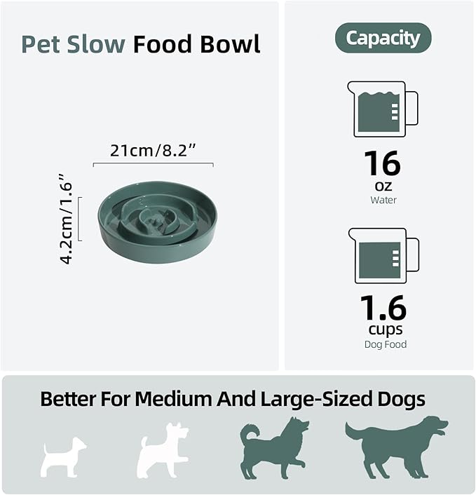 Havniva Ceramic Slow Feeder Dog Bowls, 1.6 Cups Dog Bowl Slow Feeding for Medium Breed, 8.2inch Puzzle Dog Food Bowl Slow Feeder Non-Slip Anti-Gulping and Anti-Choking Reduces Bloating