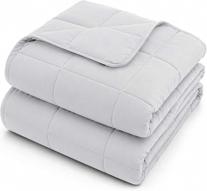 L'AGRATY Weighted Blanket - 60"x80" 25lbs Cooling Breathable Heavy Blanket Microfiber Material with Glass Beads for Adult All-Season Summer Fall Winter Soft Thick Comfort