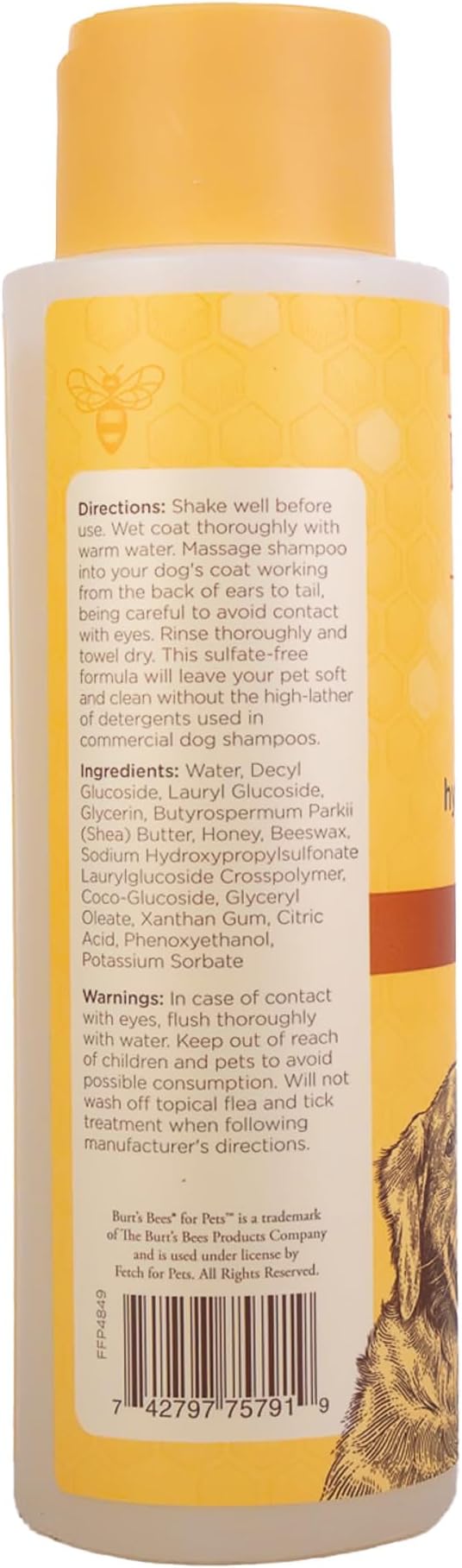 Burt's Bees for Pets Hypoallergenic Dog Shampoo with Shea Butter and Honey, Gentle Fragrance Free Shampoo for Sensitive Dogs with 95% Natural Origin Skin and Coat Formula, 16 Fl Oz - 2 Pack