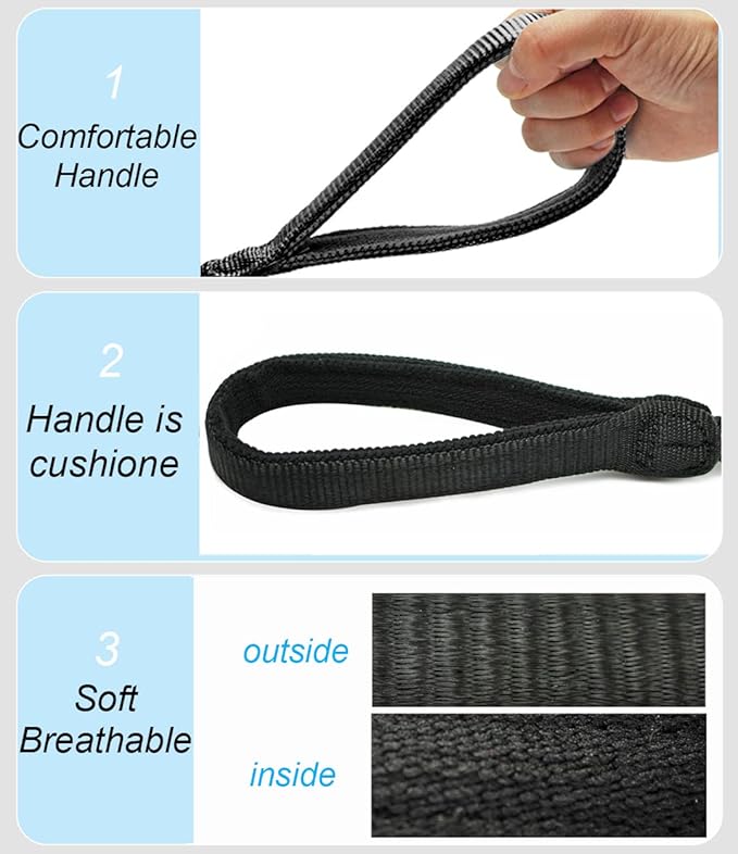 2/3/4/6/10 Foot Reflective Dog Leash Strong Nylon Rope Braided Heavy Duty for Large and Medium Small Dogs Walking Training Leads (Black, 3ft * 1/2")