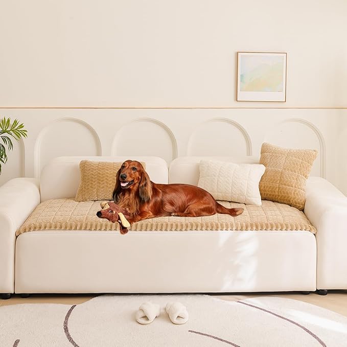 Mitid Sofa Cover Fuzzy Couch Cover for Pet, Couch Covers for Dogs Washable Non-Slip Sofa Slipcover Cushion Protector Pets Friendly Mat