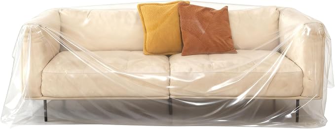 Magicheap Plastic Couch Cover 2 Pack, Extra Large Dust-Proof Sofa Cover for Moving and Storage, Waterproof Furniture Moving Bags for Sectional Couch SOFE Loveseat Furniture, 150" H x 47" W, Clear