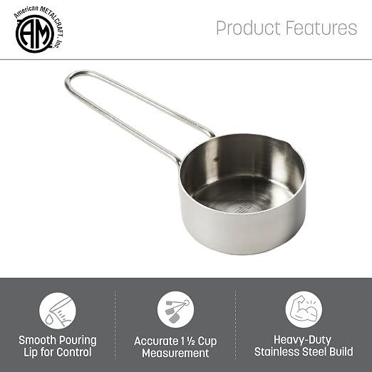 American Metalcraft 1-1/2 Cup Stainless Steel Measuring Cup,Silver
