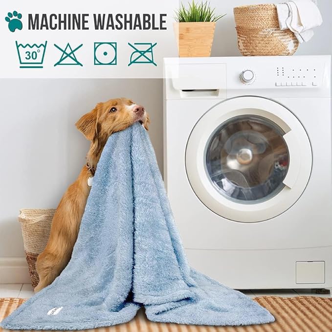 PETAMI Fluffy Fleece CAT and Dog Throw Blanket, Blue, X-Large