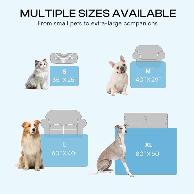 Luciphia Premium Cooling Dog Blanket Washable Q-MAX>0.5 Small Medium Large Pet Mat Puppy Cat Self-Cooling Soft Breathable Calming Throw for Sofa Crate Bed (Light Blue,60x80 inches)