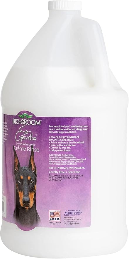 Bio-Groom So-Gentle Hypoallergenic Dog Conditioner - Tearless, Dog & Cat Bathing Supplies, Puppy Wash for Gentle Skin, Cruelty-Free, Made in USA, Tear-Free Products - 1 Gallon