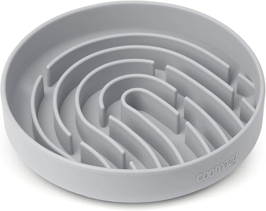 Coomazy Large Silicone Slow Feeder Dog Bowls, Interactive Puzzle Toy for Pets Food Training, Keeps Dogs Busy, Prevents Puppy Overeating (Smoke Gray, Large: 3.2Cup)