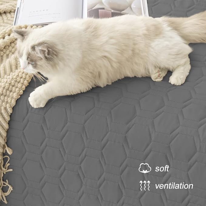 Tcksstex Waterproof and Non-Slip Dog Bed Cover and Pet Blanket Sofa Pet Bed Mat ，car Incontinence Mattress Protectors Furniture Couch Cover for Most Cats Dogs,Pets（30x70-Dark Grey）