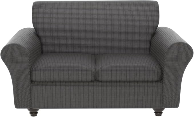 Stretch Couch Covers for 2 Separate Cushion Couch Sofa -Living Room Couch Sofa Cover,Washable Sofa Slipcover,Pet Friendly Furniture Protector with Elastic Bottom,Universal Fit for Home(Gray,Loveseat)